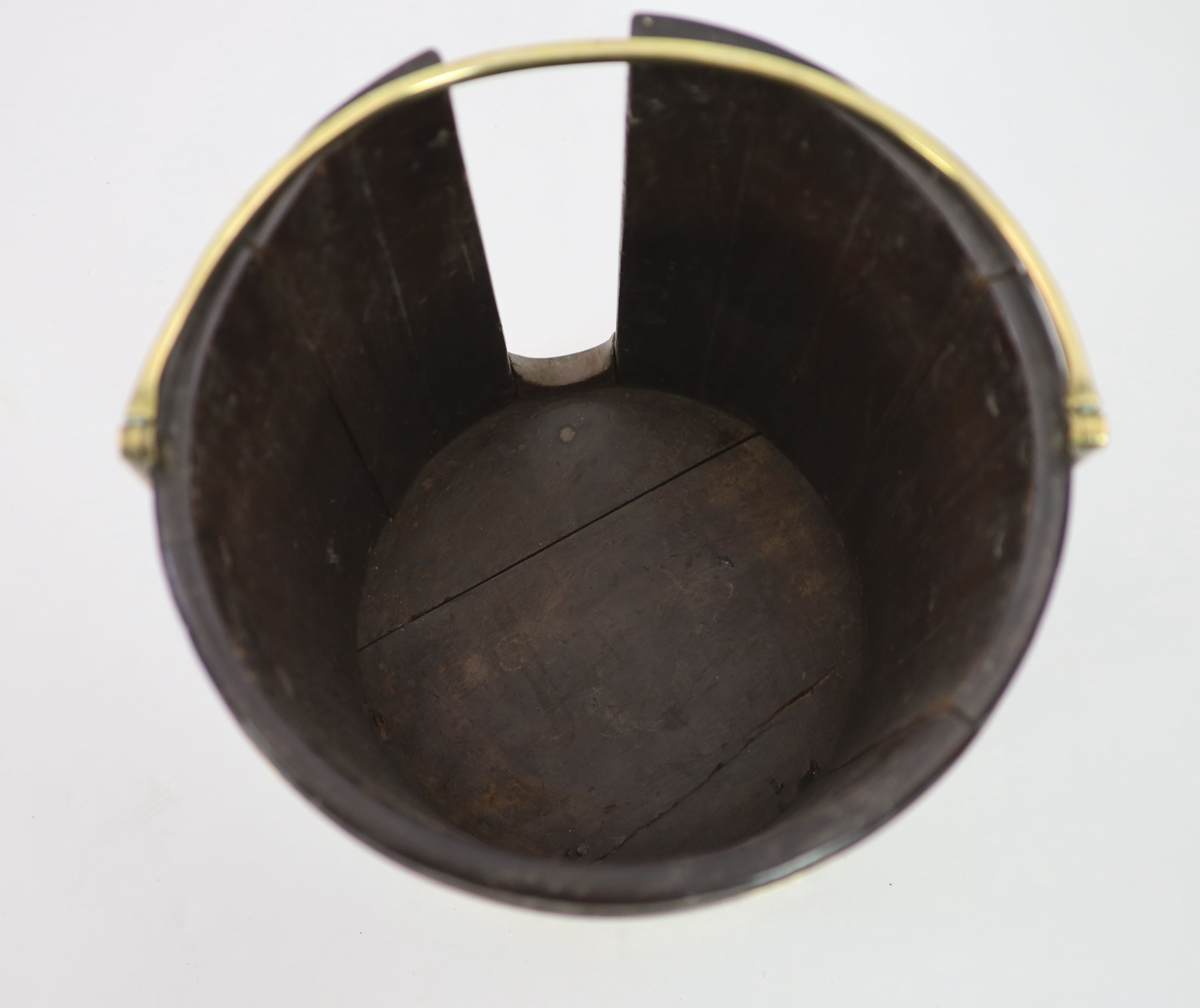 A George III brass bound mahogany plate bucket, W.39cm H.46cm
